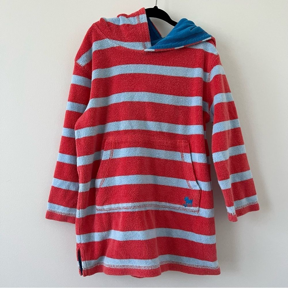Mini Boden blue striped terry cloth pull over sweater 4-5y